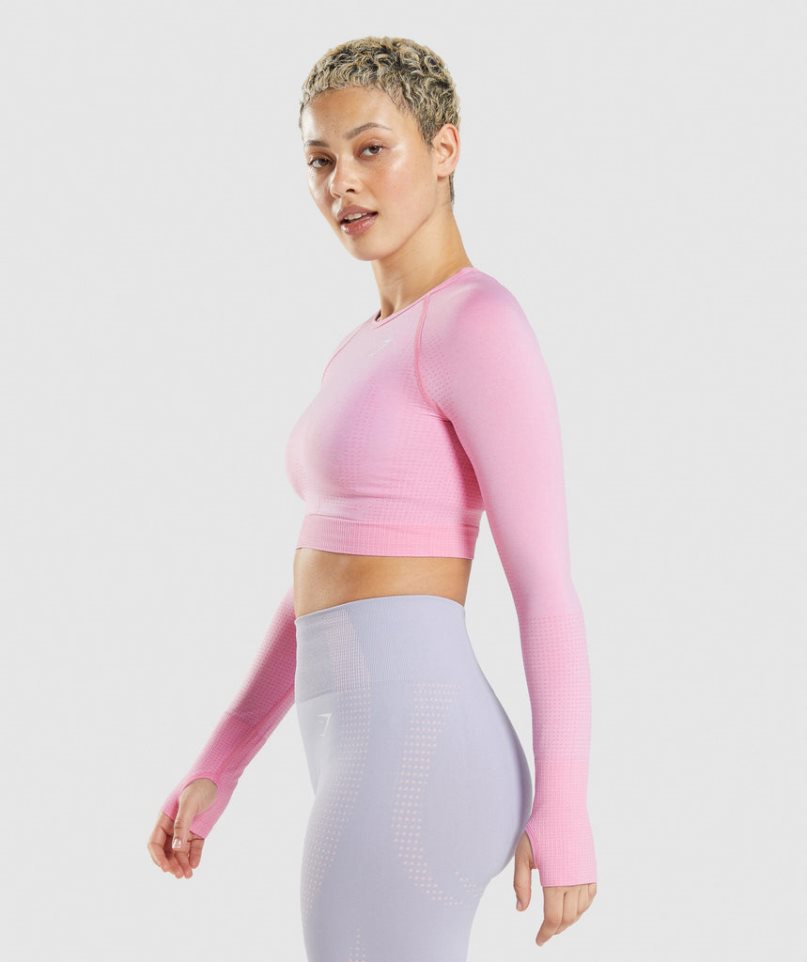 Przycięte Topy Gymshark Vital Seamless 2.0 Damskie Różowe | PL 052XGT